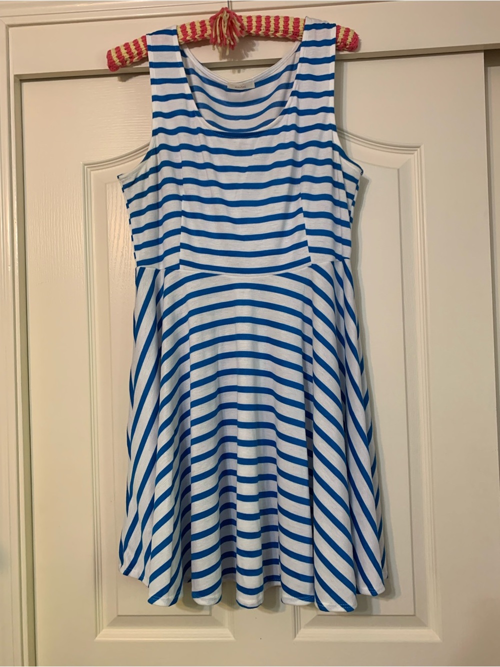 maitai Blue and White Striped Sleeveless Girls' Dress